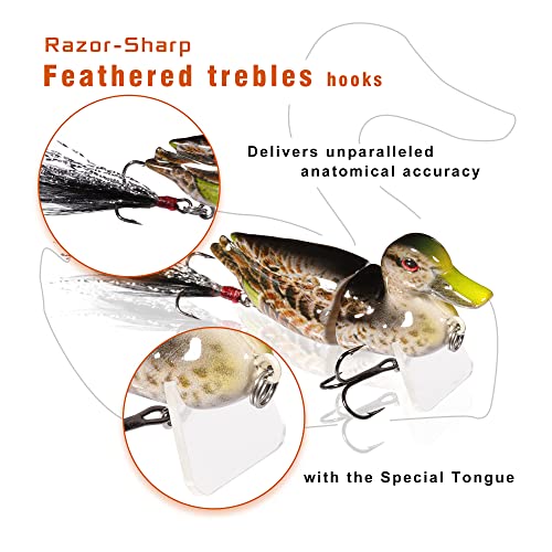 Duck Fishing Lures for Bass (C1-3.5"-0.67oz)