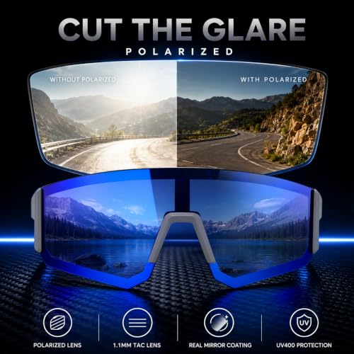 3 Pack Polarized Sports Sunglasses UV400 (A3-black+green+grey Blue)