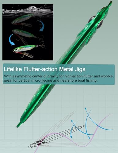 Metal Fishing Jigs Saltwater Fishing Lure 30g Jigs 1.1oz Vertical Jigging Lure 8 Pack Sinking Fishing Spoon Lure Casting Jig Vertical Jigging Spoon Lures for Bass