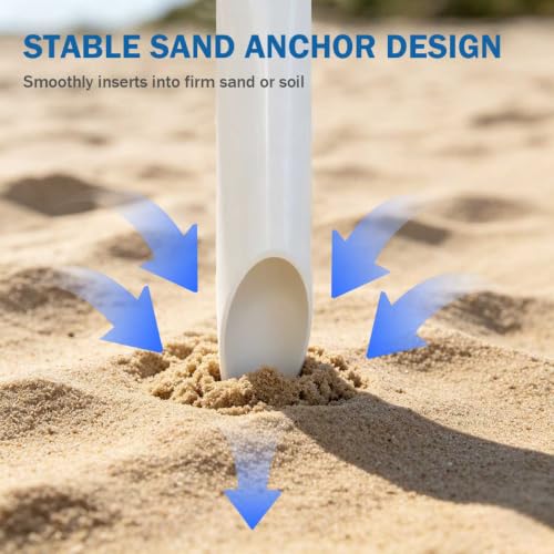 4 Pack 27in Tubular Sand Spikes for Surf Fishing PVC Surf Shore and Beach Fishing Rod Holder Sand Spike for Beaches (White / 27in Grooves)