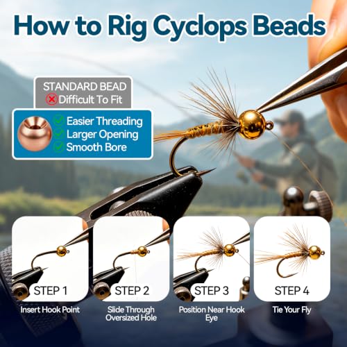 Tungsten Beads for Fly Tying Materials 50pcs Faster Sinking Deeper 13 Sizes (Copper / 2.3MM)