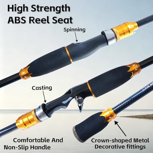 4 Piece Carbon Travel Fishing Rod (GOLD/black / F-GOLD-SPIN6')