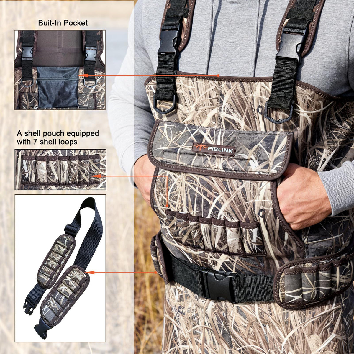 Hunting Waders with 600G Insulated Boots (Waterweed Camo / M9/W11)
