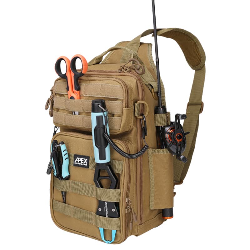 Fishing Backpack with Rod Holder (Khaki / Small)