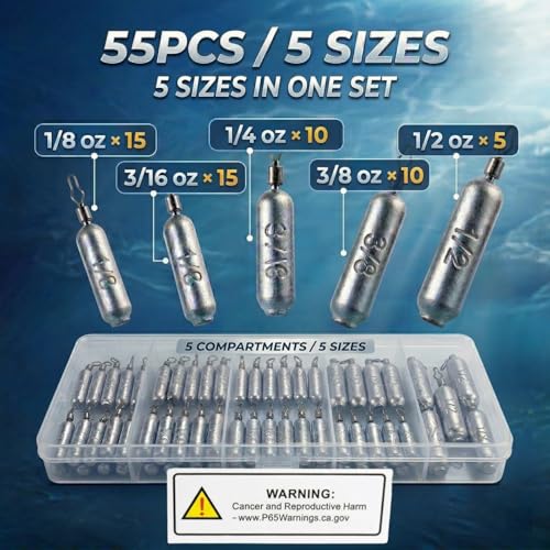 55PCS Drop Shot Weights (55 Pcs / 5 Sizes)