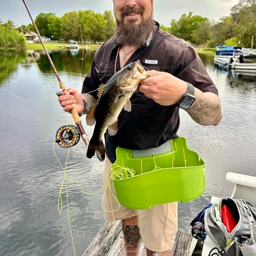 Fly Line Basket Authentic Danish Fisker Design Fishing Stripping Basket Ergonomic Smooth Curved Super Light Line Tangles with Silicone Spike for Line Tray (Green)