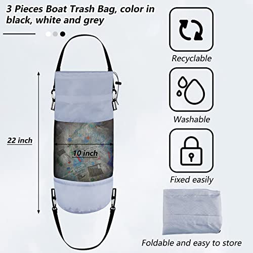 3 Pack Boat Trash Bags Portable Boat Accessories Mesh Trash Bags Reusable Garbage Can for Kayak Pontoon Camper Fishing Outdoor Storage Cabin