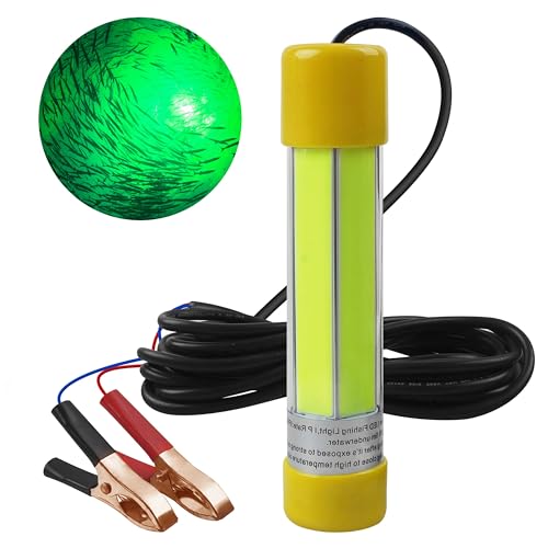 Underwater Fishing Light 20W 16000 Lumens 12V Super Bright LED Submersible Fish Bait Finder Lamp Deep Drop Night Fishing Attracting Light for Snook Crappie Squid Shrimp Prawns Boat Dock