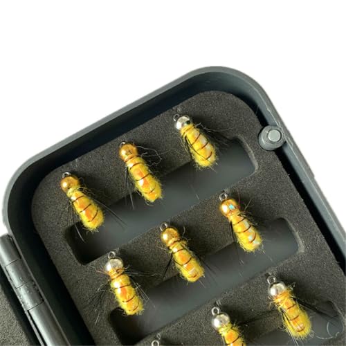 24Pcs Fly Fishing Flies Trout Lures Fishing Tackle Fly Fishing Flies with Boxed Trout Bass Artificial Fish Bait (24Pcs-Humpy Fly)