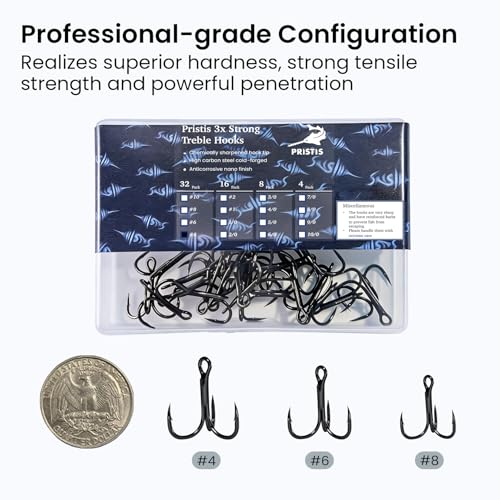 32 Pack #6 3X Strong Fishing Treble Hook (#6 - 32 Pack)