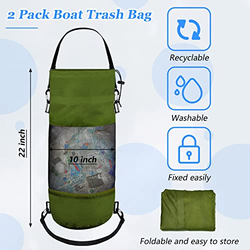 2 Pack Boat Trash Bag Mesh Garbage Holder (Black, Green)