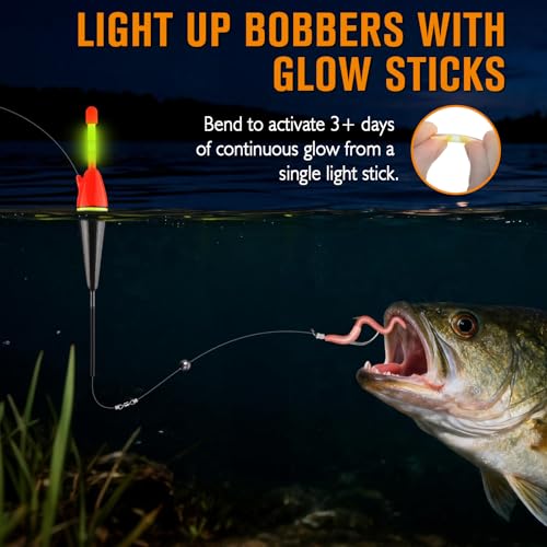 Light Up Slip Bobbers with Glow Sticks & Bobbers Floats 6PCS