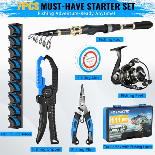 Fishing Gear Full Fishing kit Include Fishing Rod and Reel Combo (Blue Fishing Combo With Fishing Rod Holder)