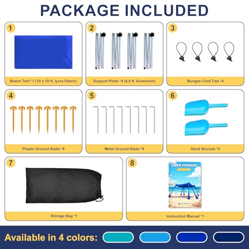 Beach Tent Sun Shelter 10x10FT (Royal Blue)