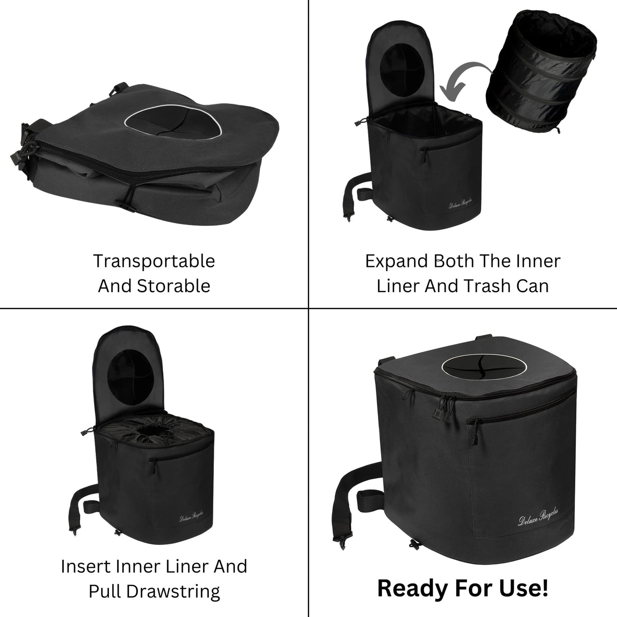 Collapsible Trash Can for Boating and Camping (Black)
