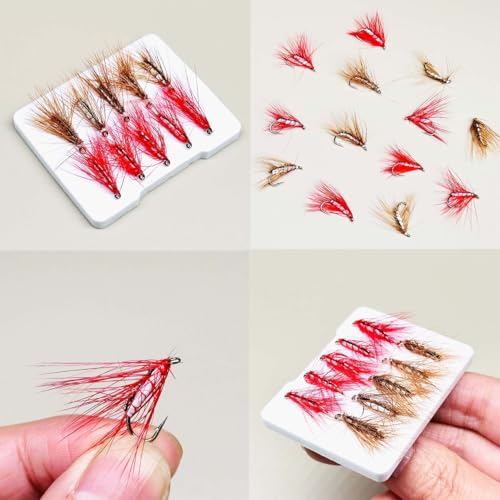 10Pieces Fly Fishing Flies Lure Artificial Insects Winged Caddis (Brown&Red)