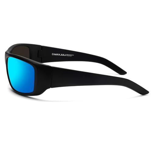 XL Z87 Sports Sunglasses for Big Heads Men 8700 (Black/Ice Blue)