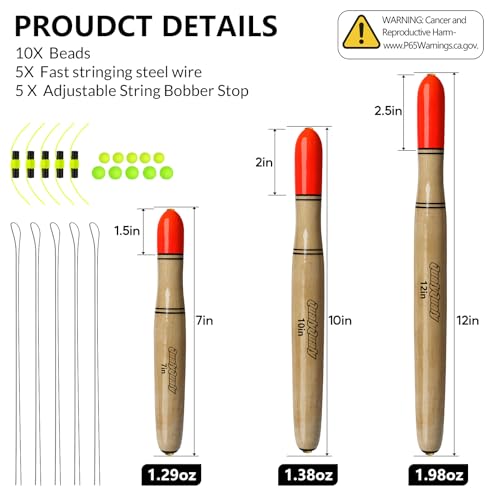 Fishing Floats (C-Wooden Pole Float-5Pcs / 7"-5Pcs)