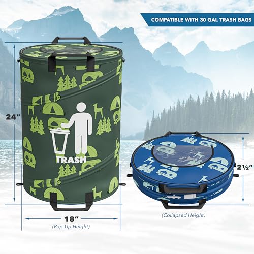 30 Gallon Collapsible Pop (1 Trash Can & 1 Recycling Can)