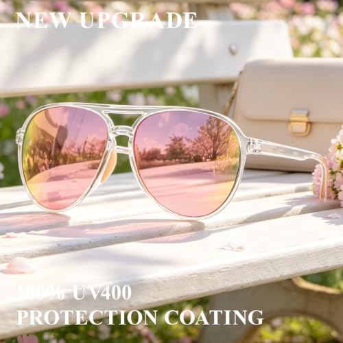 Women's Polarized Aviator Sunglasses Tangle (Clear Pink)