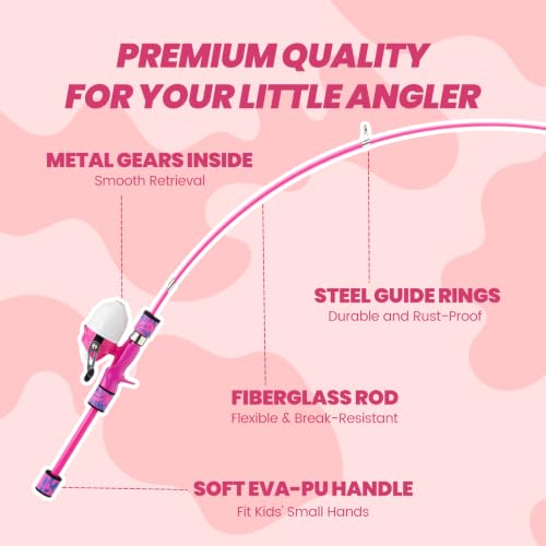 Kids Fishing Pole (Pink / 3.94-ft Set)