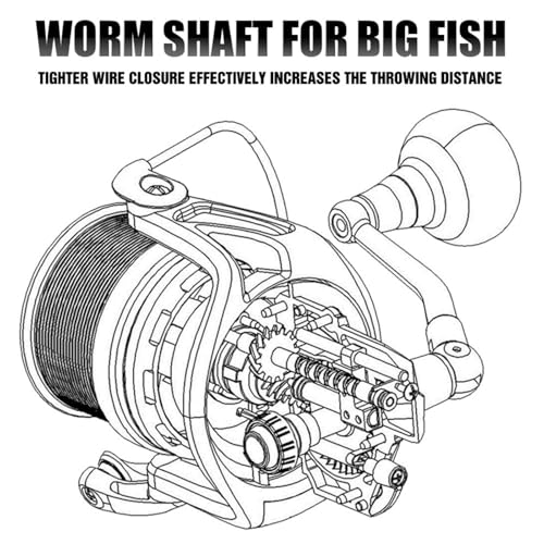 Heavy Duty Spinning Reel Metal Body with CNC Machined Spool 55LB Max Drag 8+1 BB Ultra Smooth 4.6 (MQ8000 / Large)