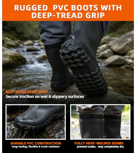 High Strength Nylon PVC Waterproof Fishing Chest Waders with Bootfoot