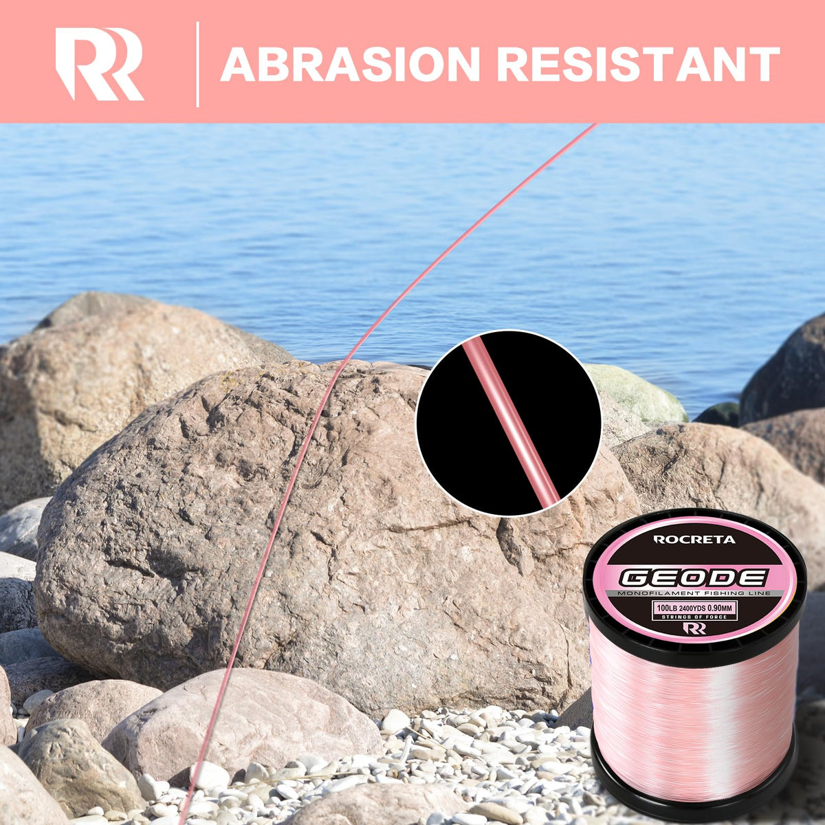 Geode Monofilament Fishing Line (Pink / 15LB(1200YDS))