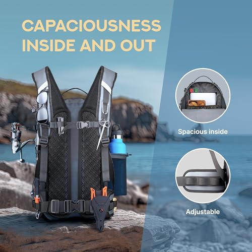Waterproof Fishing Backpack with Rod Holder (Gray / Fishing Backpack)