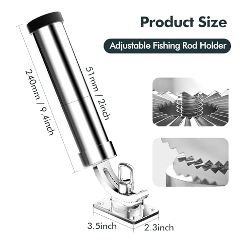 Fishing Rod Holder 2 Pack (90°Tilt & 360°Swivel)
