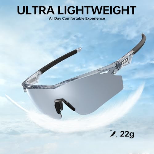 Polarized Running Sunglasses for Men Women Ultra (Elegant Transparent Grey Mercury)