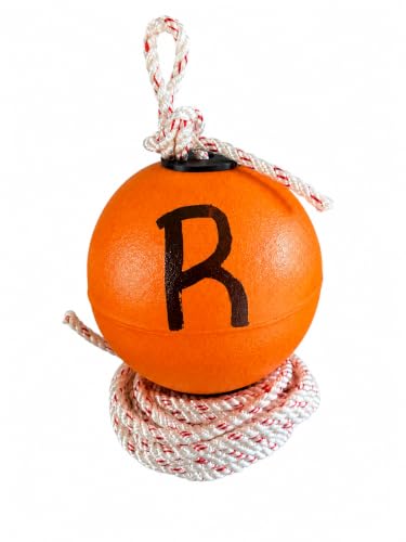 Orange w/R (Alabama Compliant) 6" PVC Fishing Marker Buoy - Crab Trap, Crab Pot & Lobster Trap Float with 30' Sinking Rope & Knot Stopper - 2 Pack (6" / Orange w/ R (Alabama Compliant))