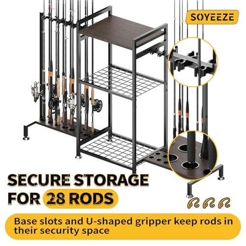Fishing Rod Holder for 28 Rods (Black-28 Rods / 28 Rods)