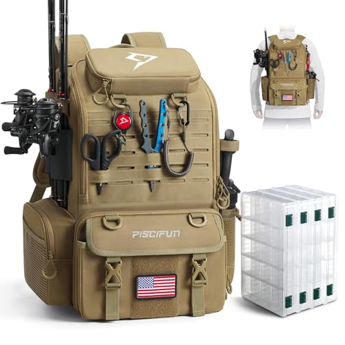 52L Fishing Tackle Backpack (Khaki)