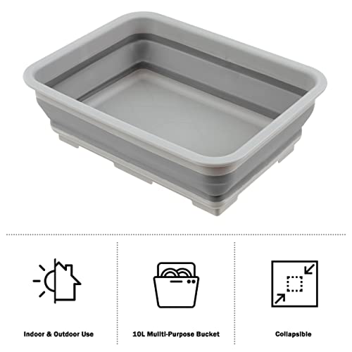 Collapsible Trash Can and Camp Sink Set (Gray and Green)