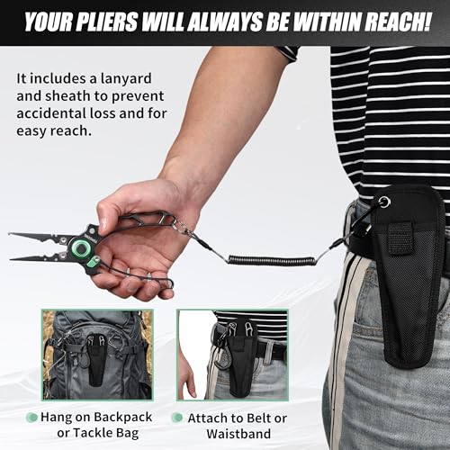 Lockable Fishing Pliers & Hook Removers with Tungsten Steel Cutters (Dark Gray-6.6")