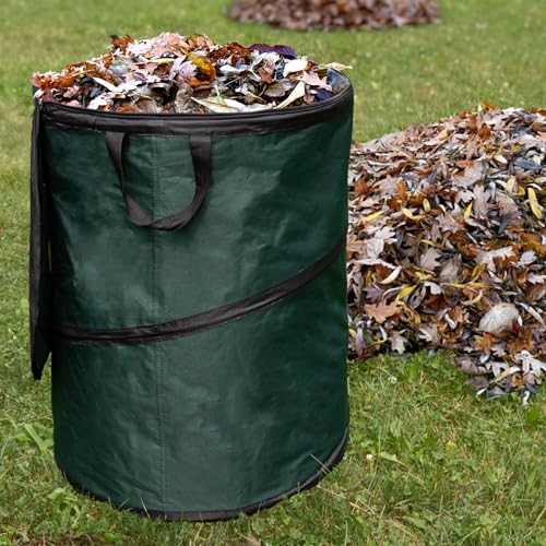 Pop Up Outdoor Trash Can (Green / 46-Gallon)