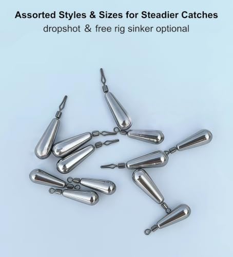 Drop Shot Rig Kit with Hard Alloy Weights & Hooks Bass Fishing (Assorted kit-55pack)