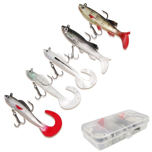 Soft Fishing Lures Shad Minnow Swimbaits (T-tail+curly Tail)