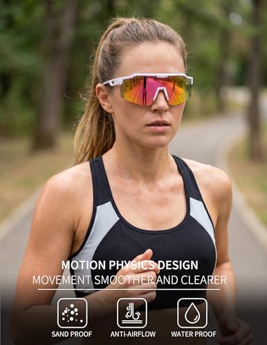 Cycling Sunglasses for Men Women (White Pink)