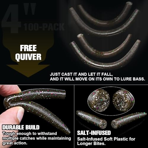 Wacky Worms Soft Plastic for Bass Fishing Lures (5-Bama Bug / 5")
