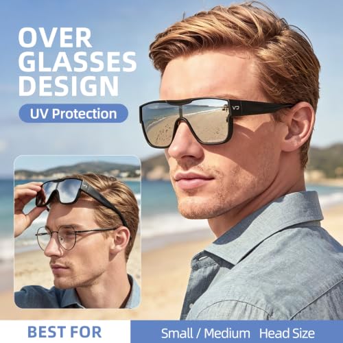 Polarized Fit Over Glasses Sunglasses for Men Women UV Protection (03-silver)