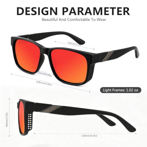 Polarized Sunglasses for Men Women (3pack Black/Blue/Red)