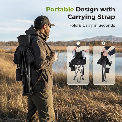 Tripod Hunting Chair for Blinds for Hunting Camping Fishing (Black)