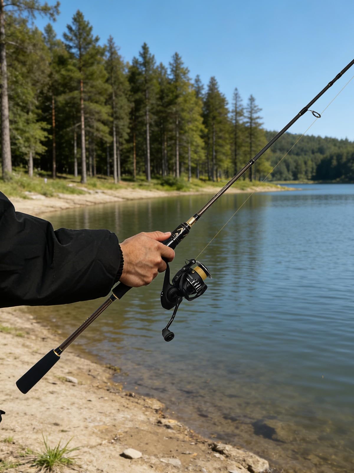 6'6" Casting Fishing Rod (6'6"-Medium-Fast-Black)