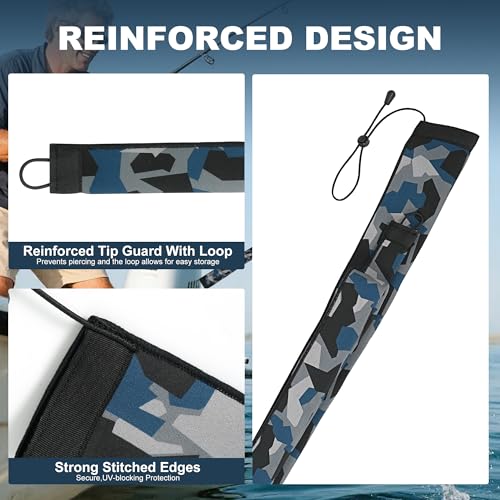 Neoprene Fishing Rod Sleeve Rod Socks for Casting (60" / 2-Dark Camo)
