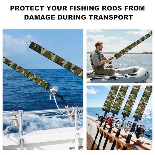 Neoprene Fishing Rod Sleeve Rod Socks for Casting (60" / 2-Deep Green Camo)