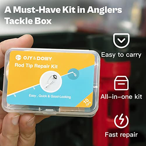 Fishing Rod Tip Repair Kit with Glue (Anti-Tangle-Kit / 10 Tips)