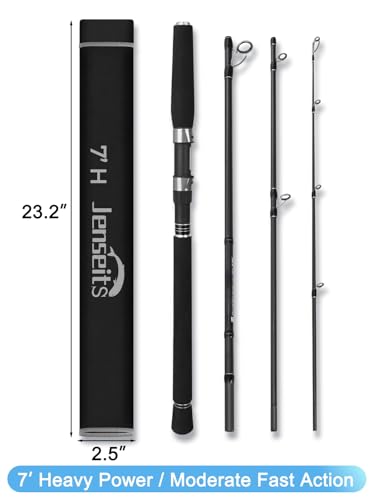 7Ft 4 Piece Spinning Fishing Rod (7'0"-Heavy-MFast-4pcs)