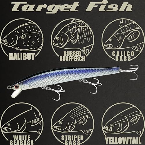 FlashMinnow 125 YAWARA Saltwater Fishing Lure (With Scale / 7635 KL Zebra Purple Anchovy / 125F)